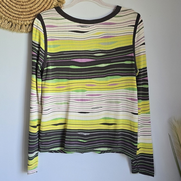 Aldo Martins, Multi Abstract V-neck Zip Front Stretch Knit Cardigan, SZ 10 - Picture 5 of 11